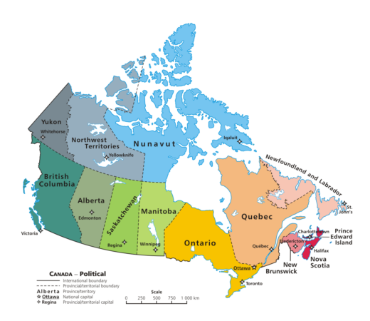 Political_map_of_Canada、パブリックドメイン